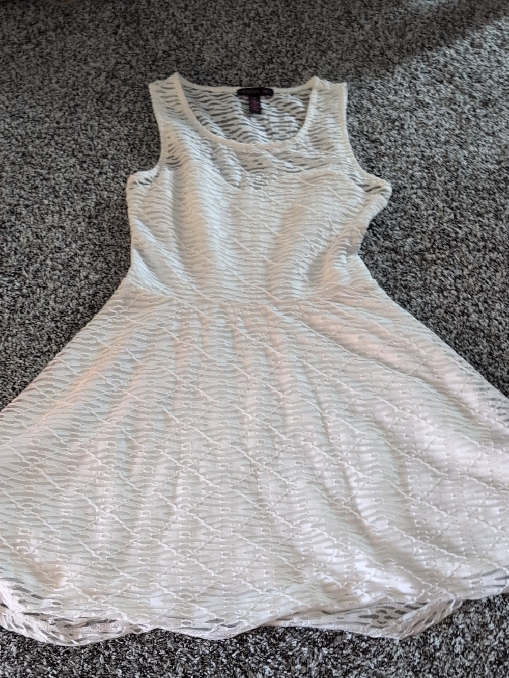 Material Girl White Textured Tank Dress